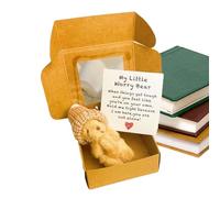 Mini Bears, Handmade Stuffed Animal, Pocket-Sized Plush Toy with Inspirational Card, Gift Box Set, Perfect for Children Baby Shower Christmas Valentine's Day, 7 cm Brown White Pink Light Brown