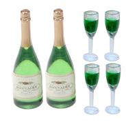 Mini bicchieri da vino e mini bottiglie di vino, 6 pezzi/set in PVC Miniature di bambole realistiche per una casa per le decorazioni della scena della cucina delle bambole