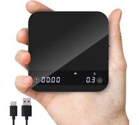 Mini bilancia da caffè con timer, barista, bilancia ricaricabile per caffè con filtro, bilancia barista per caffè espresso e caffè Pour-Over, 2 kg/0,1 g, con indicatore LED (nero)