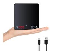 Mini Bilancia da Caffè con Timer e Caricatore USB, 2 kg/0.1 g, Bilancia da Espresso ad Alta Precisione, Bilancia da Cucina Digitale Portatile con Display LCD/Temporizzatore