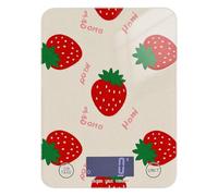 Mini bilancia da cucina a forma di fragola, colore beige, facile da pulire, 5 kg/5 g, con 4 unità per fare il sapone e cuocere cheto (batterie non incluse)