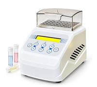 Mini blocco riscaldante per incubatrice digitale per bagno a secco,15 fori | Riscalda i campioni da RT+5 a 100°C, 25 programmi di memoria, tempi da 1 minuto a 99 ore e 59 minuti, per procedure