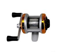 Mini bobina da pesca sul ghiaccio a doppio manico, per pesca invernale, design compatto con filo da 50 m, realizzata in alluminio e ABS con cuscinetti lisci per un facile utilizzo (oro (plastica))