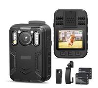 Mini Body Camera, Body Cam, B4K2 128G 4K Fotocamera for corpo piccolo GPS Cam della polizia Due batterie da 3000 mAh Mini videocamere di registrazione 16H con dock di ricarica per sicurezza, riunioni,