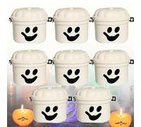 Mini Boo Buckets, Spooky Mini Boo Bucket Figurines, Halloween Candy Bowl, Home Decoration, Trick or Treat Event Props Novelty, Plastic Buckets with Handles (StyleD,4PCS)