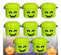 Mini Boo Buckets, Spooky Mini Boo Bucket Figurines, Halloween Candy Bowl, Home Decoration, Trick or Treat Event Props Novelty, Plastic Buckets with Handles (StyleF,4PCS)