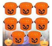 Mini Boo Buckets, Spooky Mini Boo Bucket Figurines, Halloween Candy Bowl, Home Decoration, Trick or Treat Event Props Novelty, Plastic Buckets with Handles (StyleA,4PCS)