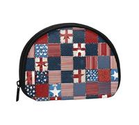 Mini borsa a forma di bandiera patchwork con cerniera per monete e chiavi, puoi anche riporre tutti i piccoli oggetti che vuoi, Nero , taglia unica, Sacchetto portamonete