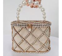Mini borsa a mano elegante e casual, con strass, perle sintetiche e catena, ideale per serate eleganti, da sera o da sposa. Un lusso discreto per occasioni festive come cene, ricevimenti o balli di fi