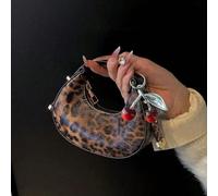 Mini borsa a mano leopardata carina e alla moda per donna, borsa a mezzaluna di alta qualità, borsa a tracolla con stampa leopardata, ritorno dello stile leopardato Motivo strutturatoPoliuretano