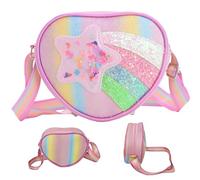 Mini Borsa a Mano per Bambini e Ragazze Arcobaleno Star, Borsetta Bimba Arcobaleno Portafoglio Bambina per 3-10 Anni, Borsa Bimba con Tracolla Regolabile, per Compleanno Natale