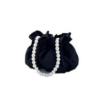 Mini borsa a secchiello con perle bianche Borse con carrello con perle piccole per la borsa da sera in raso da sera con pochette da donna