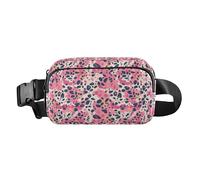 Mini borsa a tracolla a pois bianchi su sfondo rosso, con cinghia regolabile, per viaggi, palestra, lavoro, Motivo leopardato Rosa Nero, 1 Size