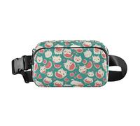 Mini borsa a tracolla a pois bianchi su sfondo rosso, con cinghia regolabile, per viaggi, palestra, lavoro, Kawaii Summer Cute Cats Anguria, 1 Size