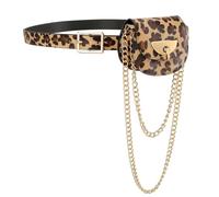 Mini borsa a tracolla con catena, marsupio in pelle PU for donna, a staccabile, accessorio retrò anni 2000 Mani libere(Leopard print)