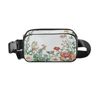 Mini borsa a tracolla con fiori autunnali e peonie per donne, uomini, adolescenti, mini borsa a tracolla con tracolla regolabile, per viaggi, shopping, corsa, Fiori d'Autunno Peonie, 1 size