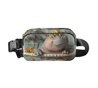 Mini borsa a tracolla con ippopotamo vintage alla moda per donne e uomini, mini borsa a tracolla con tracolla regolabile per viaggi, shopping, corsa