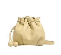 Mini borsa a tracolla da donna con tracolla regolabile con coulisse, borsa a secchiello vintage per uscite quotidiane, Giallo, 200*180*130MM