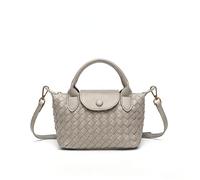Mini borsa a tracolla da donna in un design a maglia a blocchi di colore; borsa compatta di lusso in stile boho; marsupio in pelle vegana
