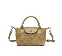 Mini borsa a tracolla da donna in un design a maglia a blocchi di colore; borsa compatta di lusso in stile boho; marsupio in pelle vegana