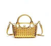 Mini borsa a tracolla da donna in un design a maglia a blocchi di colore; borsa compatta di lusso in stile boho; marsupio in pelle vegana