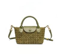 Mini borsa a tracolla da donna in un design a maglia a blocchi di colore; borsa compatta di lusso in stile boho; marsupio in pelle vegana
