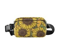 Mini borsa a tracolla disegnata a mano con girasole giallo carino per donne, uomini e adolescenti, mini borsa a tracolla con cinghia regolabile per viaggi, corsa, escursionismo, Girasole disegnato a