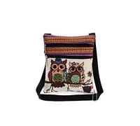 Mini borsa a tracolla in tela, per donne e ragazze, con gufo, ricamato a tracolla, (550A), 33 EU