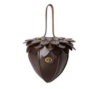 Mini borsa a tracolla nera in pelle PU con dettaglio a strati di design a | Una borsa scolpita a forma di lacrima con dettagli a petali sovrapposti e una lunga tracolla, che offre un distintivo