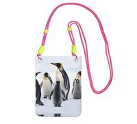 Mini borsa a tracolla per telefono con stampa di pinguini e animali - borsetta da donna per cellulari e smartphone, Fucsia, Taglia unica