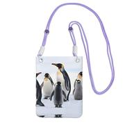 Mini borsa a tracolla per telefono con stampa di pinguini e animali - borsetta da donna per cellulari e smartphone, Viola, Taglia unica