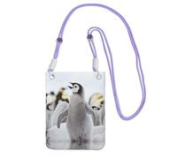 Mini borsa a tracolla per telefono con stampa di pinguini e animali - borsetta da donna per cellulari e smartphone, Viola, Taglia unica