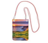 Mini borsa a tracolla per telefono con stampa paesaggio marino, da donna, per cellulari e smartphone, rosa, Taglia unica