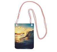 Mini borsa a tracolla per telefono con stampa paesaggio marino, da donna, per cellulari e smartphone, rosa, Taglia unica