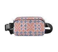 Mini borsa a tracolla piatta geometrica arancione blu alla moda per donne uomini mini borsa a tracolla con tracolla regolabile per lo shopping sport lavoro