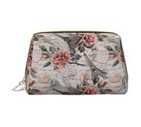 Mini borsa blu per trucco a turbinio,Sacchetto cosmetico in pelle portatile,Borsa da toilette impermeabile da viaggio, Fiore Parigi Torre Eiffel, Taglia unica