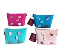 Mini Borsa con Tracollina Triangolare, in Silicone con 5 pins Tinta UNITA CLIK. in 4 Colori Assortiti (Azzurro, Rosa, Ficsia e Turchese)