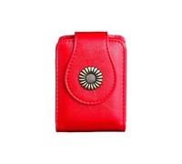 Mini borsa cosmetica portatile in pelle PU con specchio per trucco pratico supporto rossetto scatola di immagazzinaggio all'aperto, Rosso