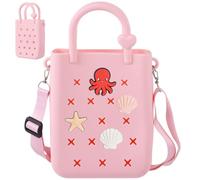Mini borsa da spiaggia in silicone con 4 ciondoli, borsa a tracolla fai da te, borsa a tracolla impermeabile con tracolla rimovibile per bambini e donne, viaggi, picnic, shopping, vacanze