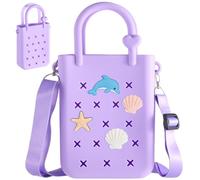 Mini borsa da spiaggia in silicone, impermeabile, borsa a tracolla fai da te con tracolla rimovibile, ideale per bambini e donne