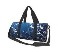 Mini borsa da viaggio blu a forma di fiore con vortice di grande capacità, manici a forma di anello nella parte superiore del fine settimana e borse rotonde possono essere utilizzate sia da uomini che