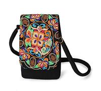 Mini borsa hippie, borsa a tracolla etnica Boho, borsa a tracolla Hobo-Borsa di tela da donna con tracolla regolabile, borsa a tracolla piccola per ragazze, portamonete con fiori vintage ricamati