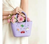 Mini borsa in gomma, borsa da spiaggia in silicone per giovani donne e donne, borsa carina con 8 simpatiche fibbie di installazione