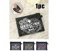 Mini borsa medicinali portatile in rete, stampata con "Medicine" e motivo a croce, può essere utilizzata come kit di pronto soccorso, kit di emergenza medica, borsa per la conservazione di medicinali 