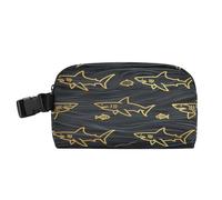 Mini borsa per il pranzo a mani libere Cooler Lunch Box con fibbia isolata Lunch Tote per lavoro e scuola Angry Animal Shark Fish Gold Black bolso lonchera para Mujer