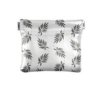 Mini borsa per il trucco impermeabile in pelle PU con sagome di foglie tropicali per donne ragazzi ragazze, Sagome di foglie tropicali, 4.33"(L) x 3.74"(W) x 0.39"(H), classico