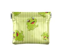 Mini borsa per il trucco in pelle ecologica in poliuretano con rana in stile cartone animato, per donna e ragazza, Cartoon Frog Verde, 1 Size, Accessorio da viaggio