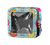 Mini borsa per il trucco trasparente in pelle trasparente alla moda floreale stile frutta estate mini contenitori per trucco per le donne