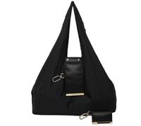 Mini borsa pieghevole con portachiavi, in pelle, con portachiavi, si espande in una spaziosa borsa per la spesa quotidiana facile da trasportare, Nero , Height: 28cm, Width: 39cm, Depth: 7cm