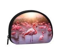 Mini borsa portamonete con fenicotteri rosa con cerniera per chiavi, puoi anche riporre tutti i piccoli oggetti che vuoi, Nero , taglia unica, Sacchetto portamonete